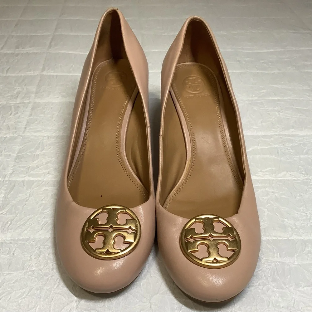 Tory BurchBlush Goan Sand Nappa Leather Chelsea Wedge Heels Size 10